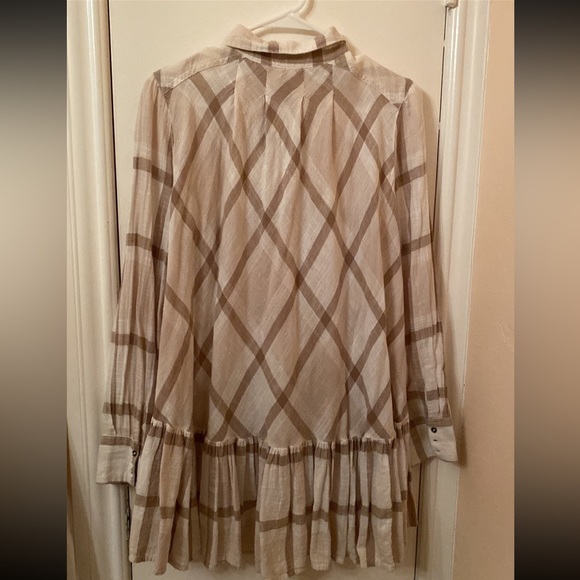 Free people Cream Plaid Button down Shirt S - Picture 2 of 3